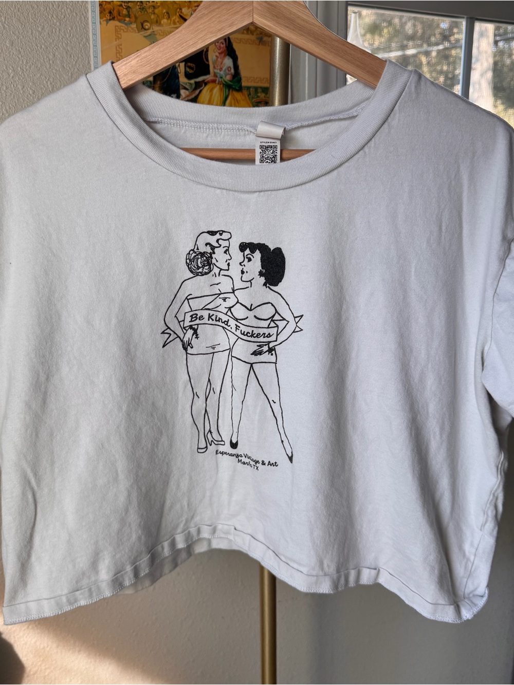 Alternative White Graphic Long Sleeve Tee - Be Kind Design